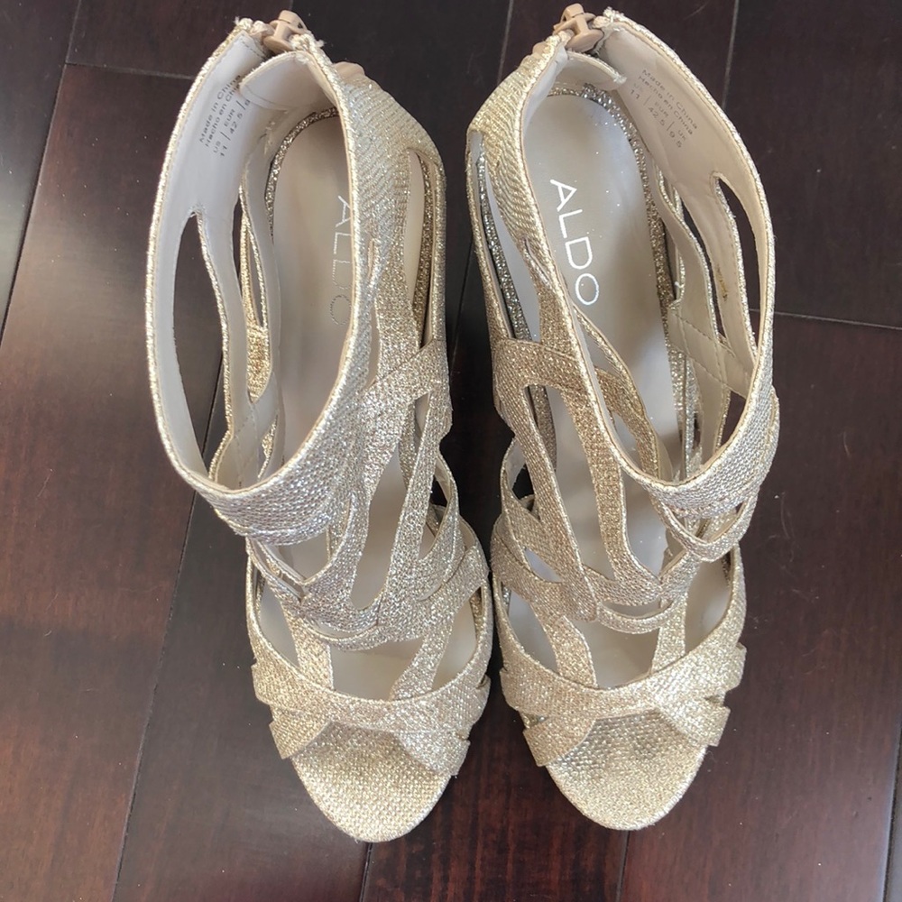 ALDO Sparkly Light Gold High Heels - Picture 7 of 8